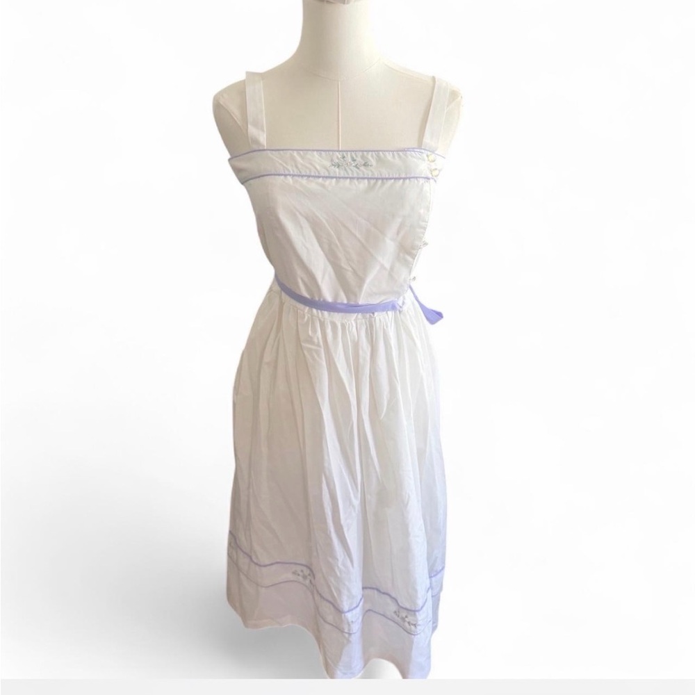 White Sundress with Lavender Trim